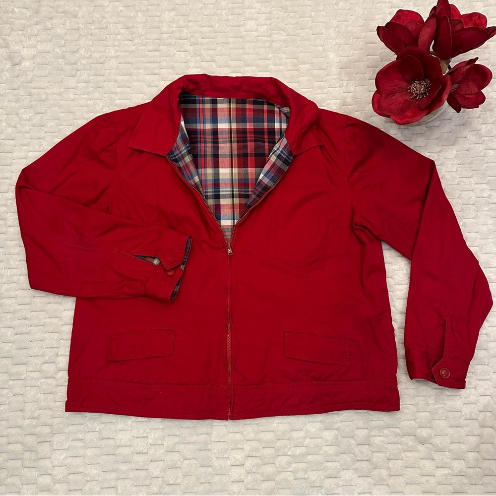 🌹REVERSIBLE Fall Women’s CASUAL Plaid Red Jacket